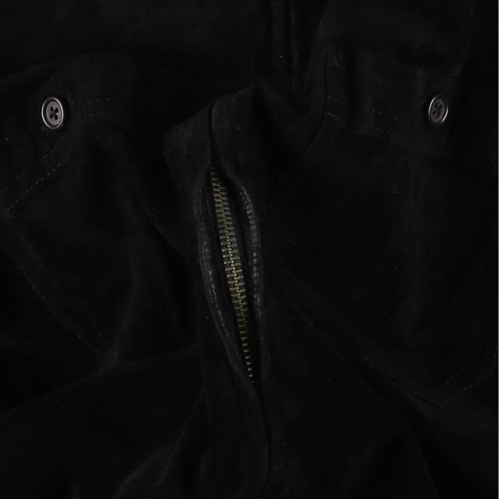 Ralph Lauren Lauren suede leather jacket, women's size L Genuine suede leather black type Vintage Second Hand