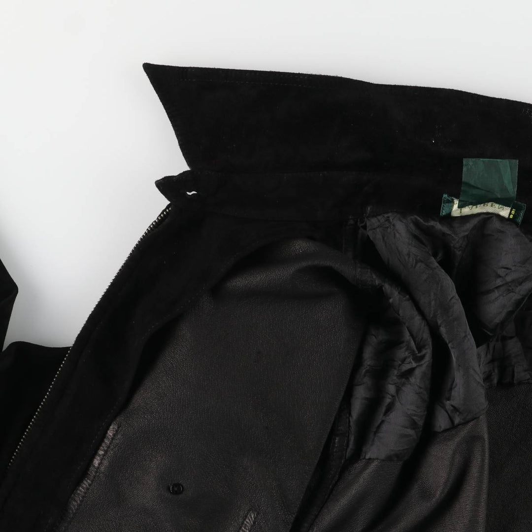 Ralph Lauren Lauren suede leather jacket, women's size L Genuine suede leather black type Vintage Second Hand