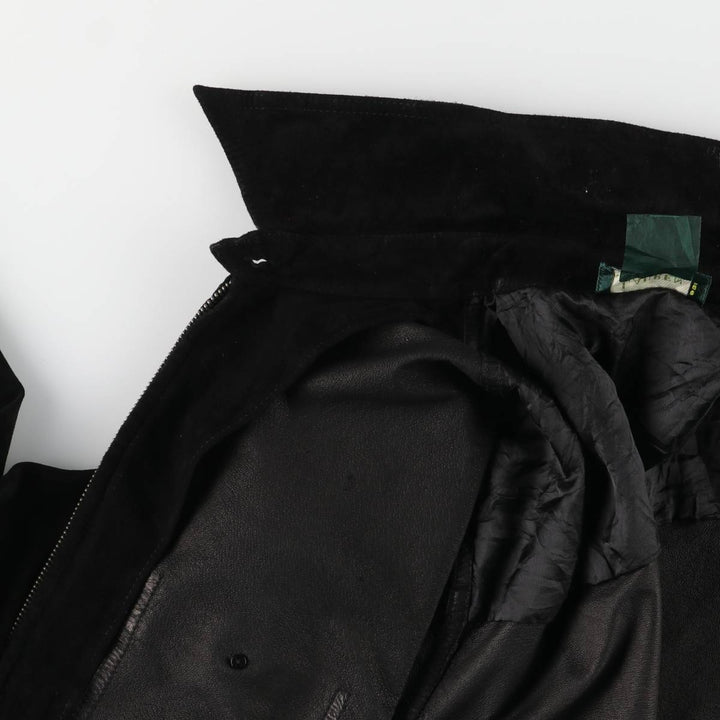 Ralph Lauren Lauren suede leather jacket, women's size L Genuine suede leather black type Vintage Second Hand