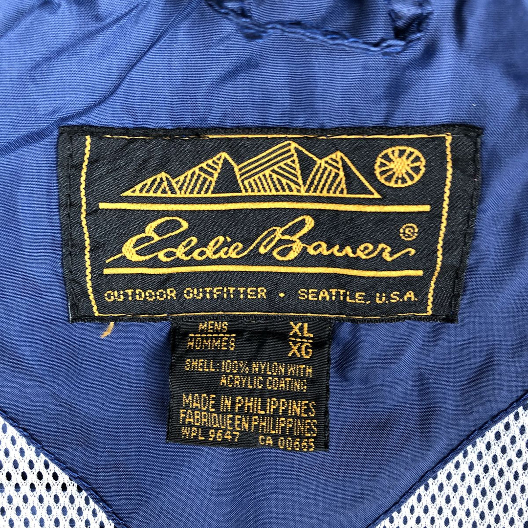 Vintage 80s-90'S Eddie Bauer black tag ripstop nylon jacket, men's size XL Nylon navy blue type Vintage Second Hand