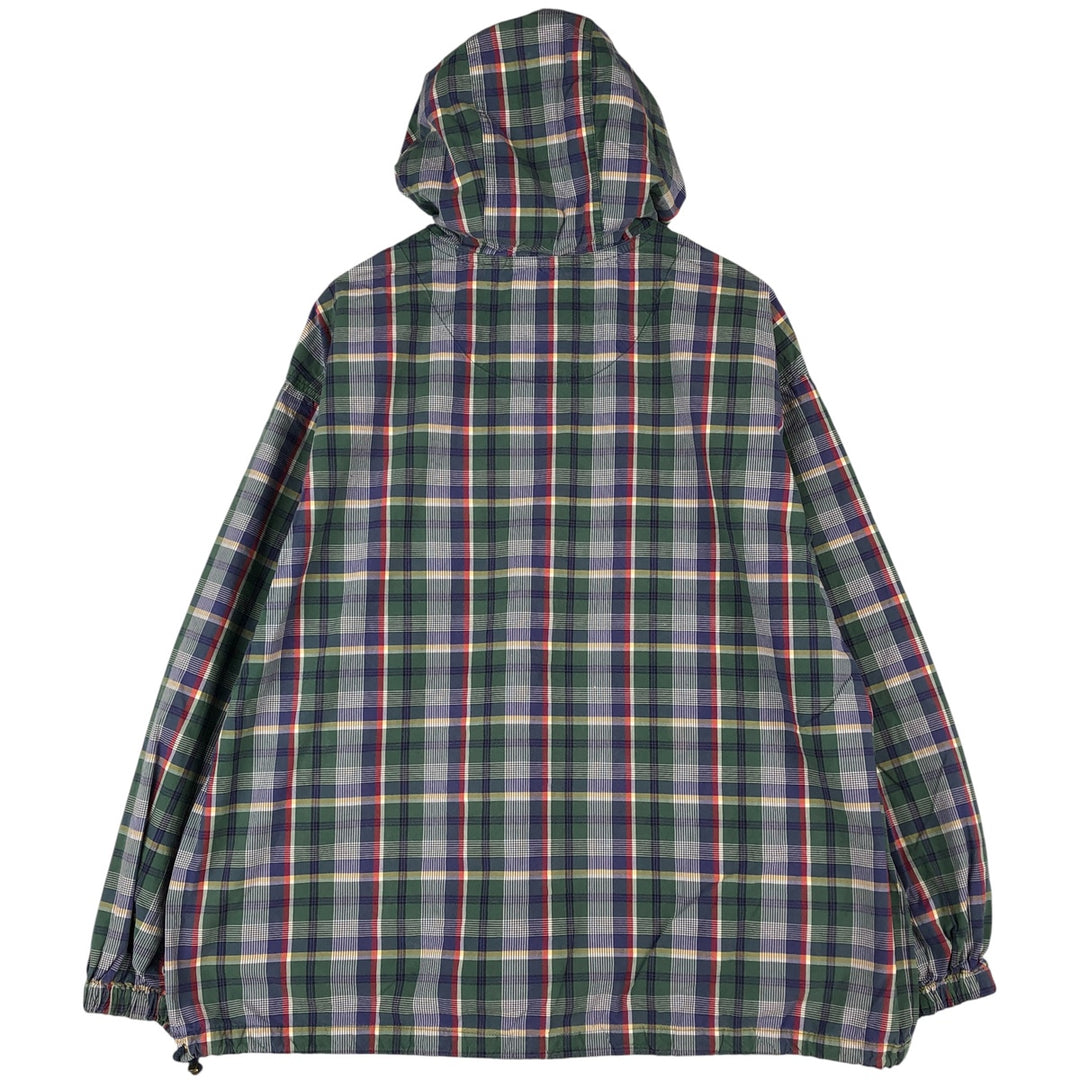 Eddie Bauer Check Pattern Half-Zip Cotton Hoodie, Men's Size L cotton green type Vintage Second Hand