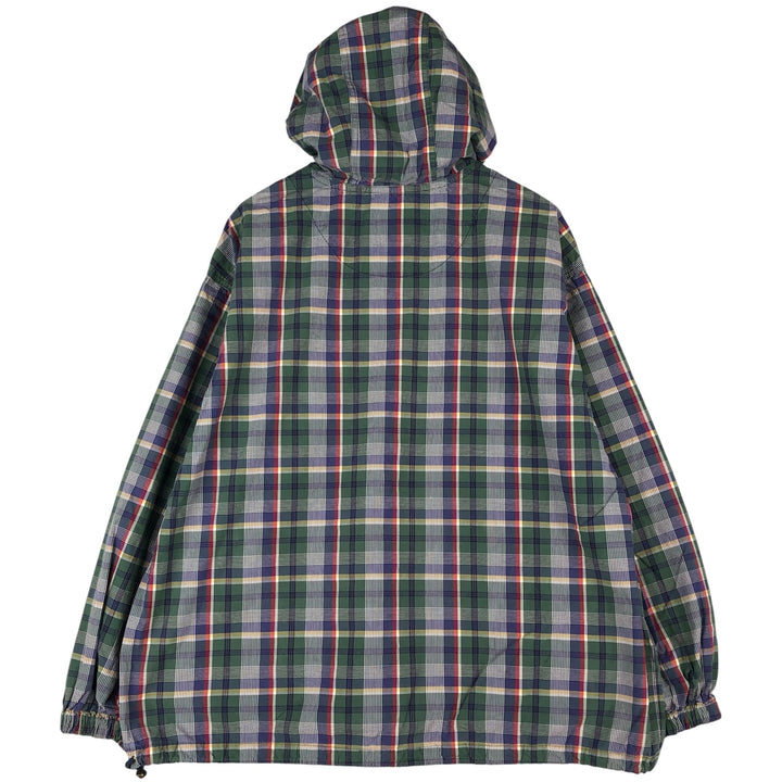 Eddie Bauer Check Pattern Half-Zip Cotton Hoodie, Men's Size L cotton green type Vintage Second Hand