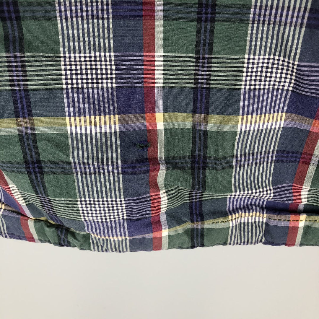 Eddie Bauer Check Pattern Half-Zip Cotton Hoodie, Men's Size L cotton green type Vintage Second Hand