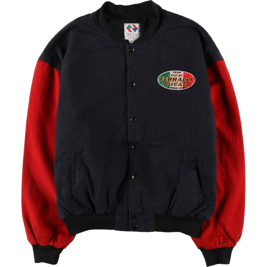 Vintage 90'S MOTO WEAR FAST BY FERRACCI Racing Jacket with Back Logo, Made in USA, Men's XXL cotton black type Vintage Second Hand