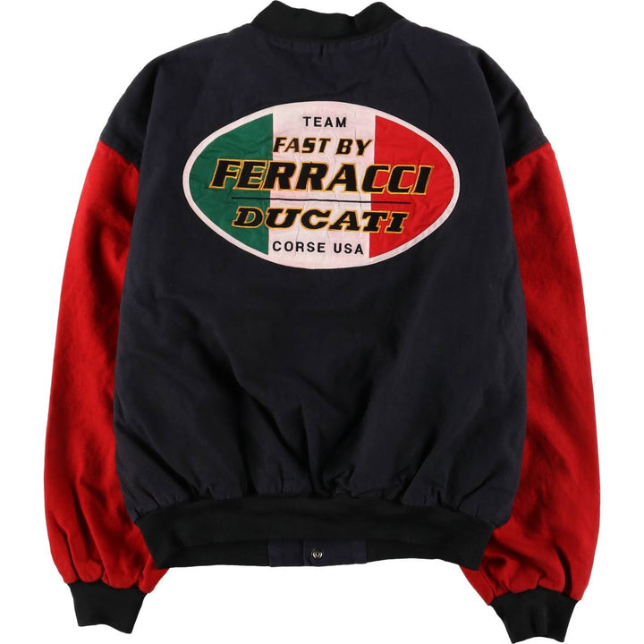 Vintage 90'S MOTO WEAR FAST BY FERRACCI Racing Jacket with Back Logo, Made in USA, Men's XXL cotton black type Vintage Second Hand