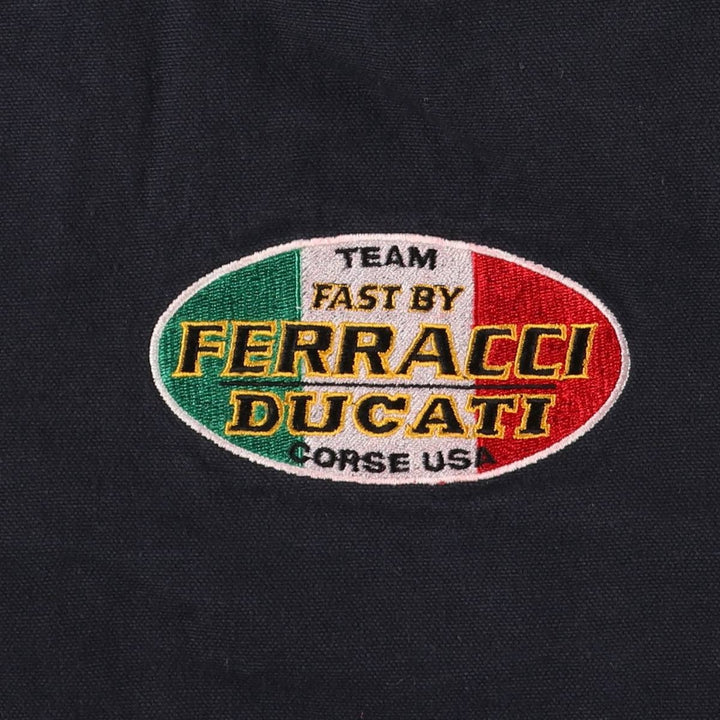 Vintage 90'S MOTO WEAR FAST BY FERRACCI Racing Jacket with Back Logo, Made in USA, Men's XXL cotton black type Vintage Second Hand