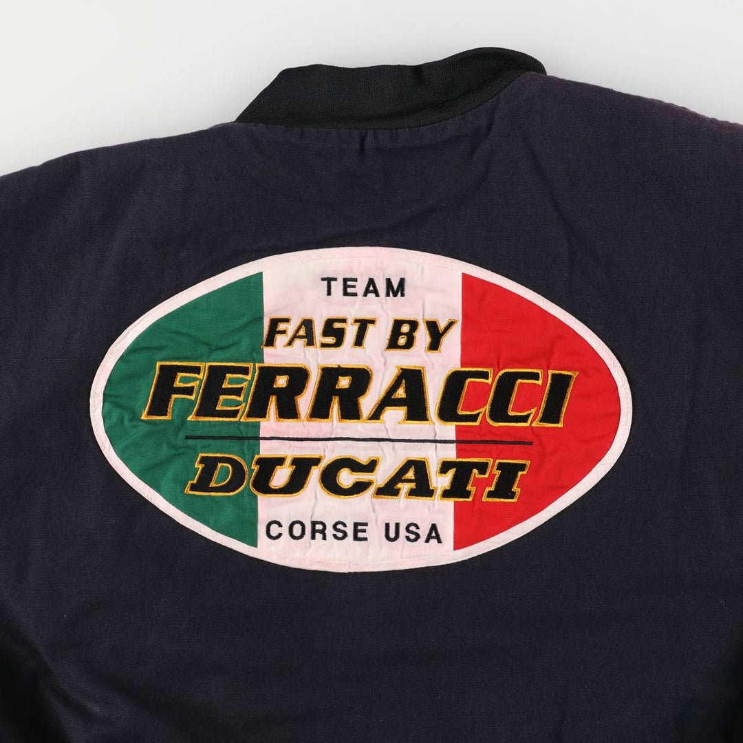 Vintage 90'S MOTO WEAR FAST BY FERRACCI Racing Jacket with Back Logo, Made in USA, Men's XXL cotton black type Vintage Second Hand