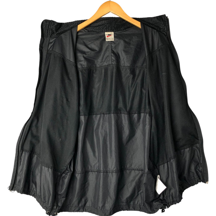 90'S Nike Men's Long Sleeve Windbreaker (Size L) polyester black type Vintage Second Hand