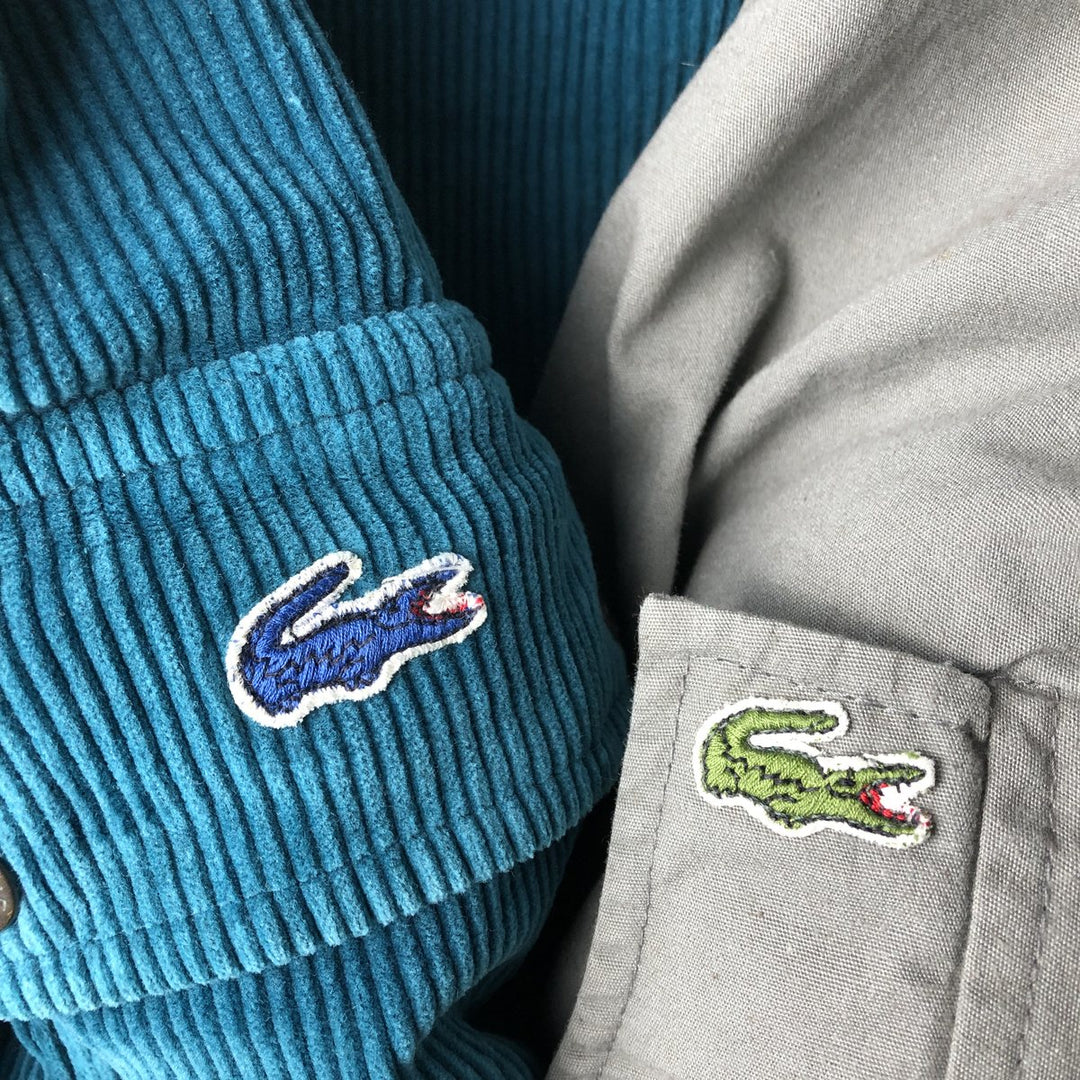 Lacoste Reversible Corduroy Harrington Jacket, Swing Top, Men's Size Medium cotton turquoise blue Vintage Second Hand
