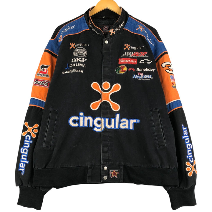 90s-00'S JH Design Oversized Racing Jacket, Men's XXXL cotton black type Vintage Second Hand