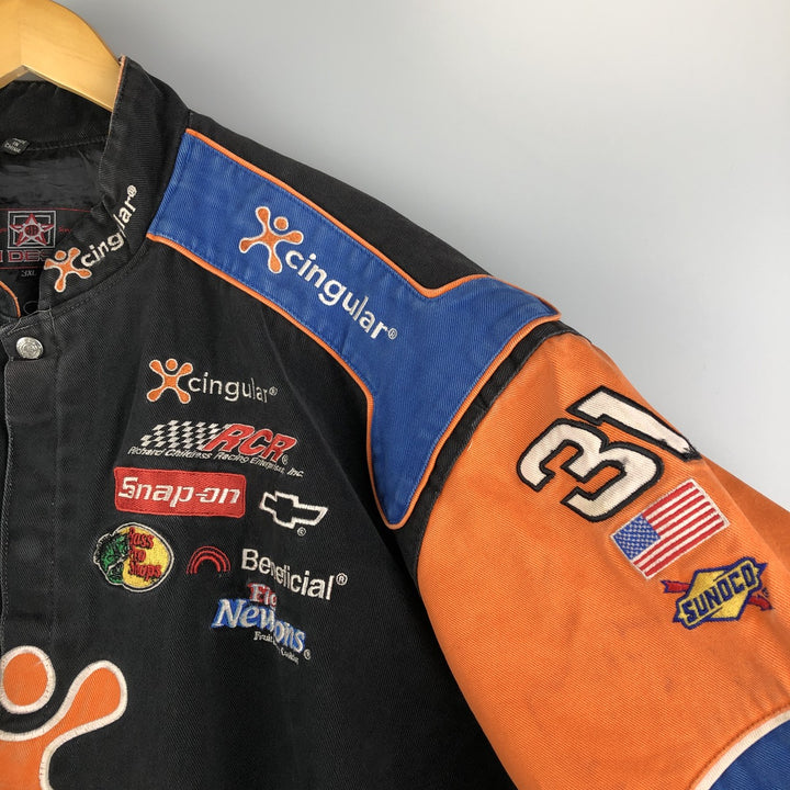 90s-00'S JH Design Oversized Racing Jacket, Men's XXXL cotton black type Vintage Second Hand
