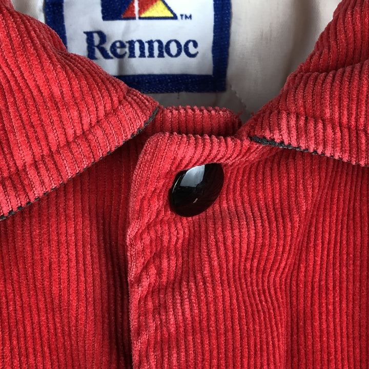 90'S Rennoc Padded Corduroy Button-Down Varsity Jacket, Made in USA, Men's Size M cotton red type Vintage Second Hand