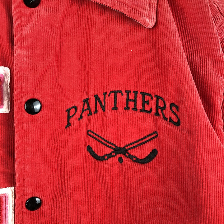 90'S Rennoc Padded Corduroy Button-Down Varsity Jacket, Made in USA, Men's Size M cotton red type Vintage Second Hand