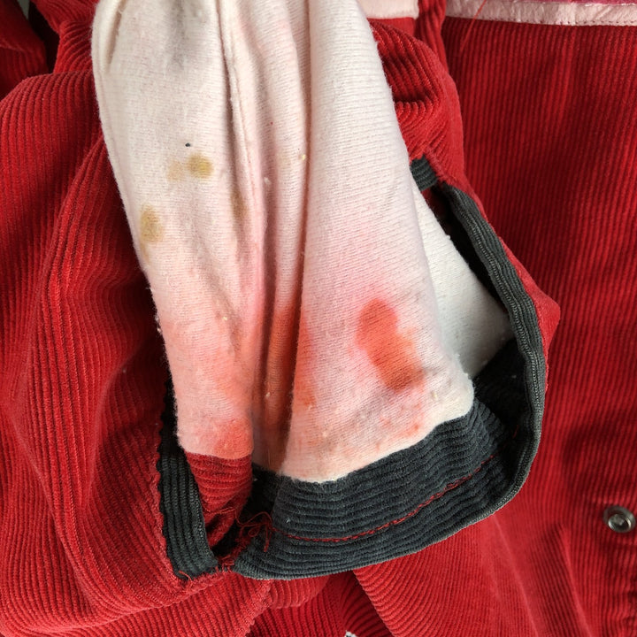 90'S Rennoc Padded Corduroy Button-Down Varsity Jacket, Made in USA, Men's Size M cotton red type Vintage Second Hand