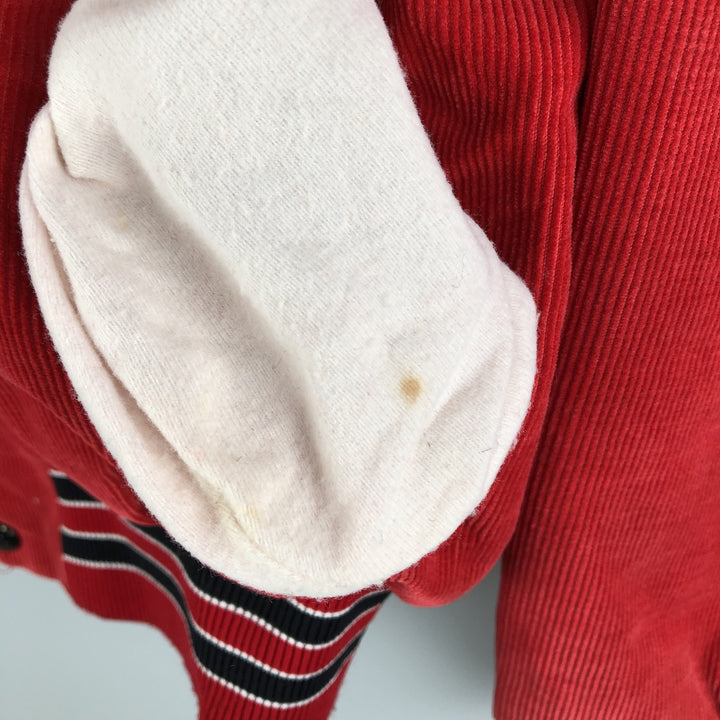 90'S Rennoc Padded Corduroy Button-Down Varsity Jacket, Made in USA, Men's Size M cotton red type Vintage Second Hand