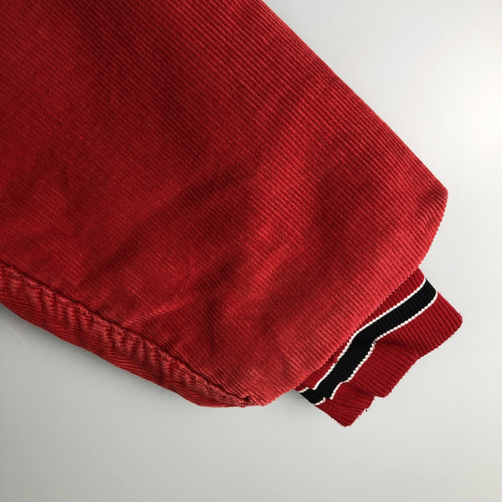 90'S Rennoc Padded Corduroy Button-Down Varsity Jacket, Made in USA, Men's Size M cotton red type Vintage Second Hand