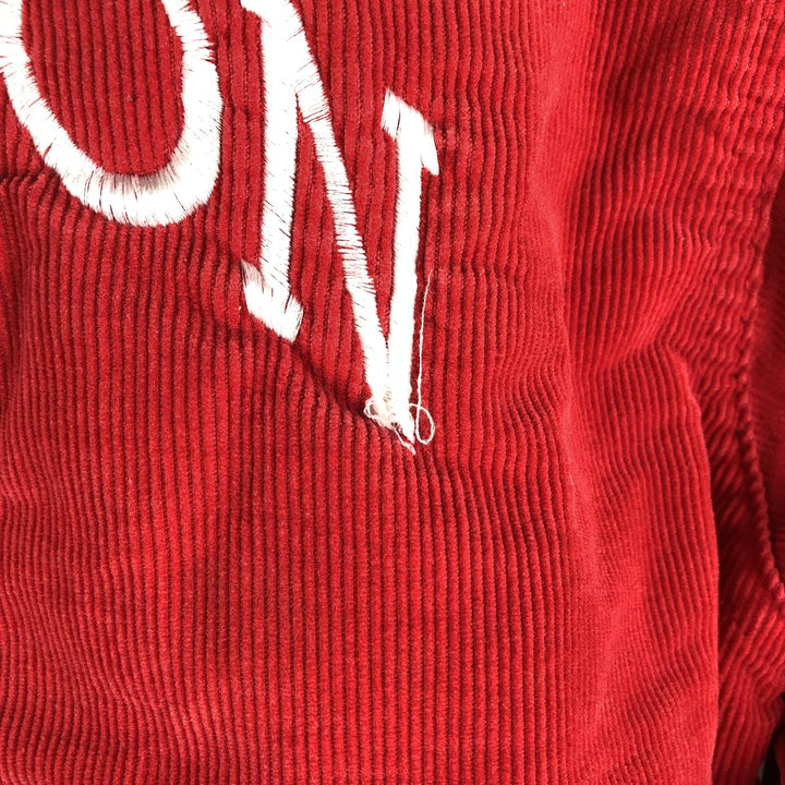 90'S Rennoc Padded Corduroy Button-Down Varsity Jacket, Made in USA, Men's Size M cotton red type Vintage Second Hand