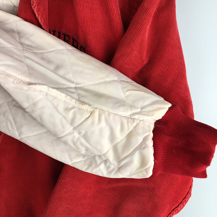 90'S Rennoc Padded Corduroy Button-Down Varsity Jacket, Made in USA, Men's Size M cotton red type Vintage Second Hand