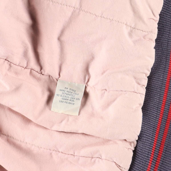 90'S MIRAGE Looney Tunes Stripe Pattern Padded Ramie and Cotton Varsity Jacket, Men's Size L Lamy blue type Vintage Second Hand