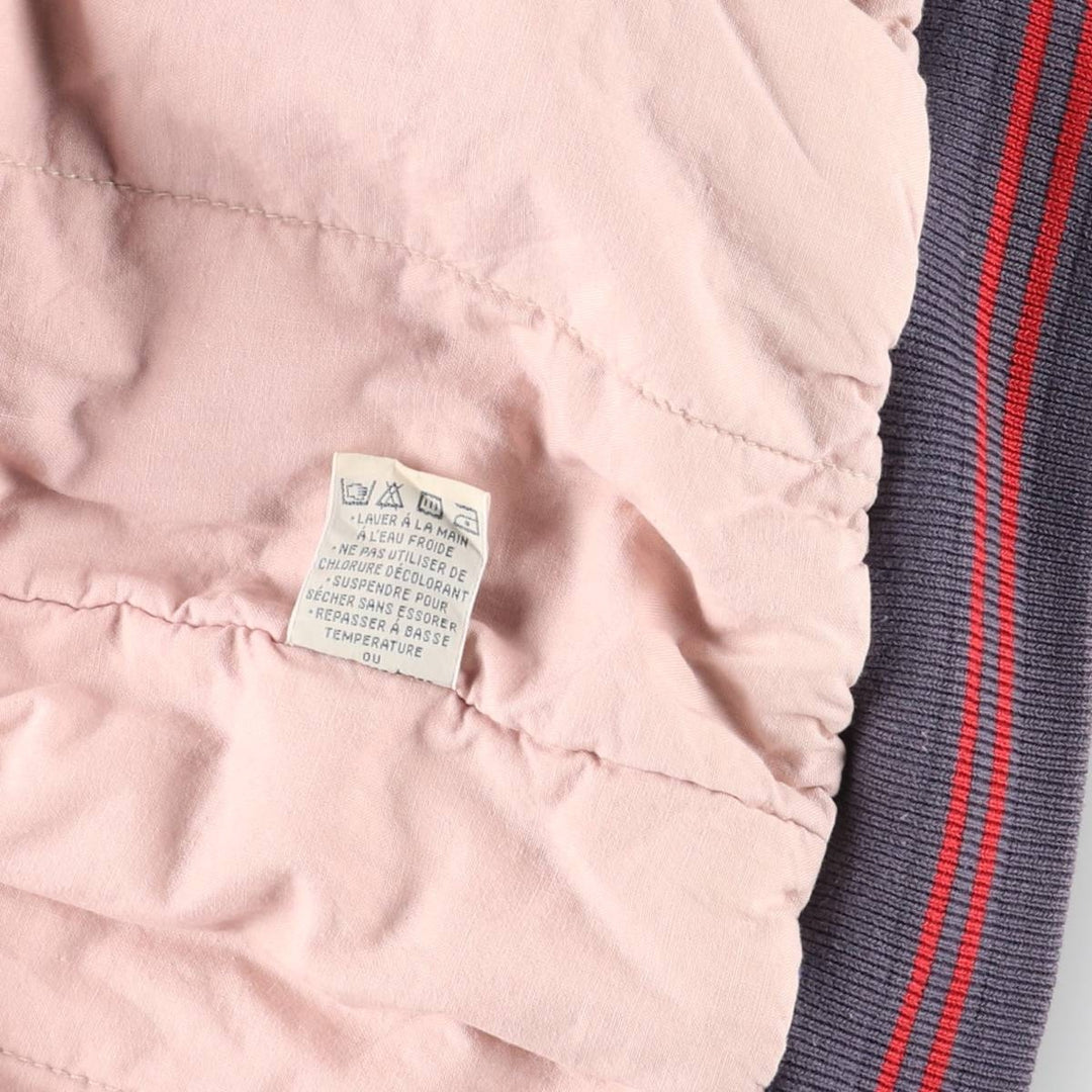 90'S MIRAGE Looney Tunes Stripe Pattern Padded Ramie and Cotton Varsity Jacket, Men's Size L Lamy blue type Vintage Second Hand