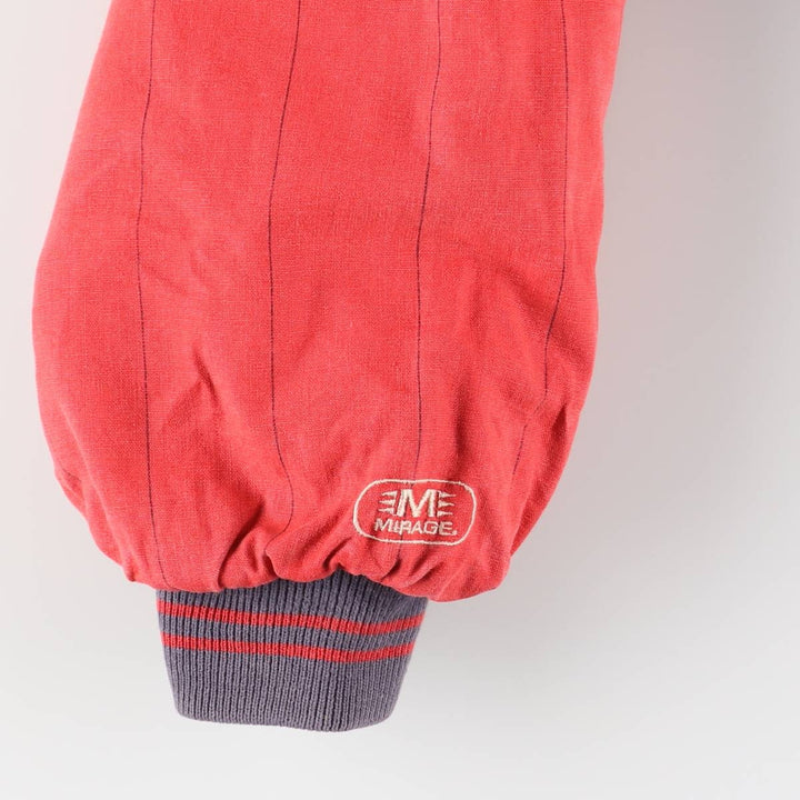 90'S MIRAGE Looney Tunes Stripe Pattern Padded Ramie and Cotton Varsity Jacket, Men's Size L Lamy blue type Vintage Second Hand