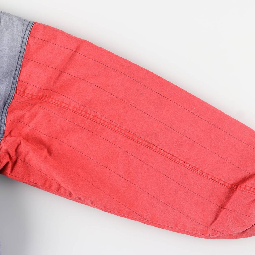 90'S MIRAGE Looney Tunes Stripe Pattern Padded Ramie and Cotton Varsity Jacket, Men's Size L Lamy blue type Vintage Second Hand