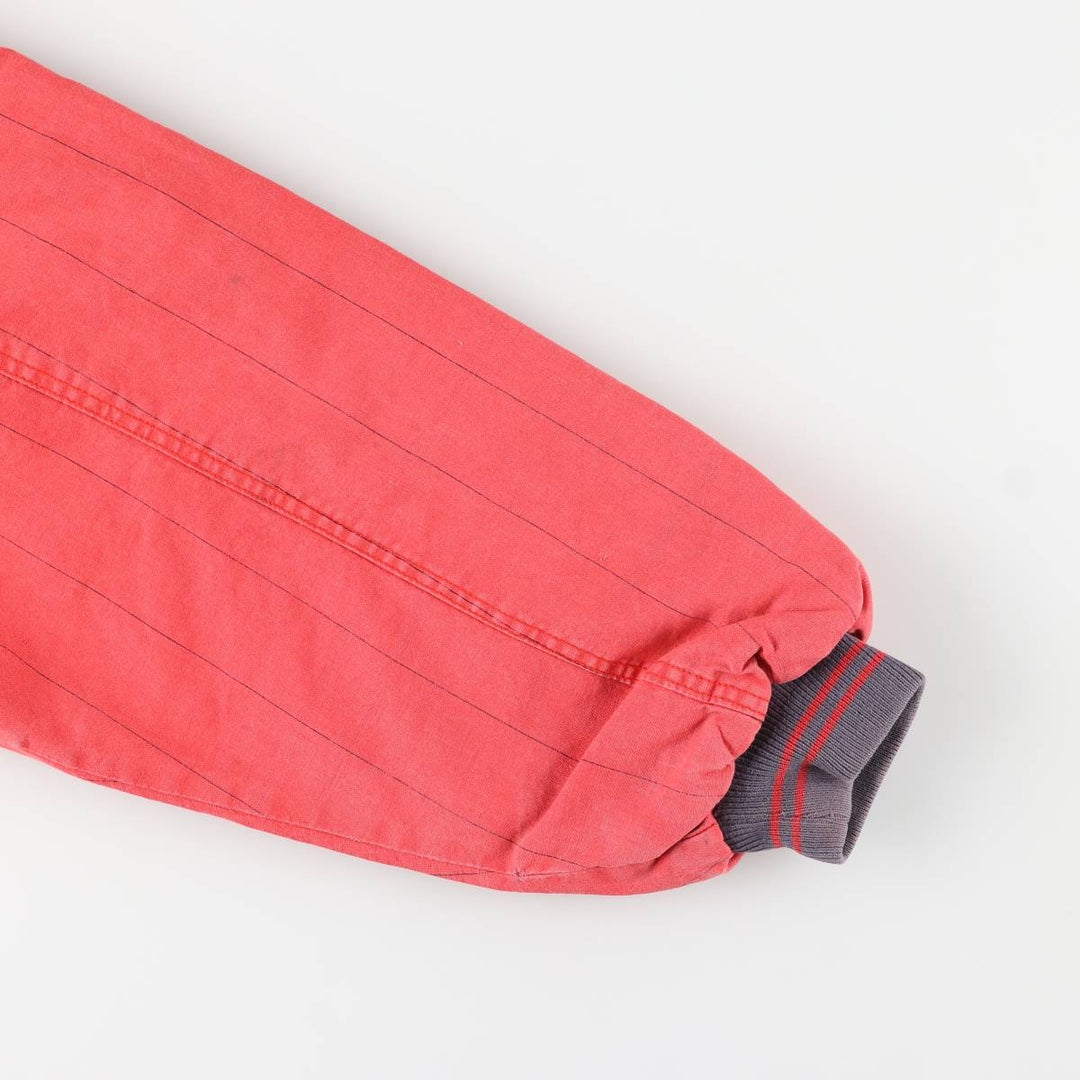 90'S MIRAGE Looney Tunes Stripe Pattern Padded Ramie and Cotton Varsity Jacket, Men's Size L Lamy blue type Vintage Second Hand