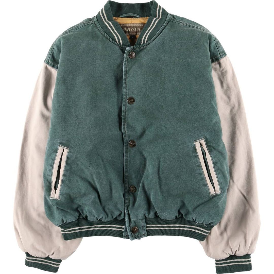 MIRAGE Padded Varsity Jacket, Men's Size L, Vintage cotton green type Vintage Second Hand