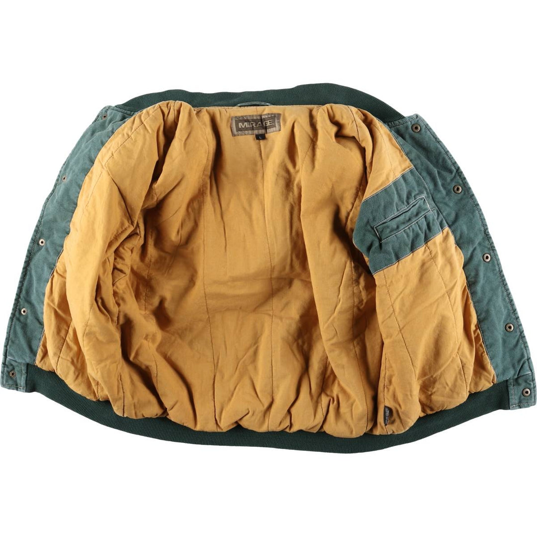 MIRAGE Padded Varsity Jacket, Men's Size L, Vintage cotton green type Vintage Second Hand