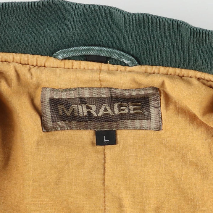 MIRAGE Padded Varsity Jacket, Men's Size L, Vintage cotton green type Vintage Second Hand