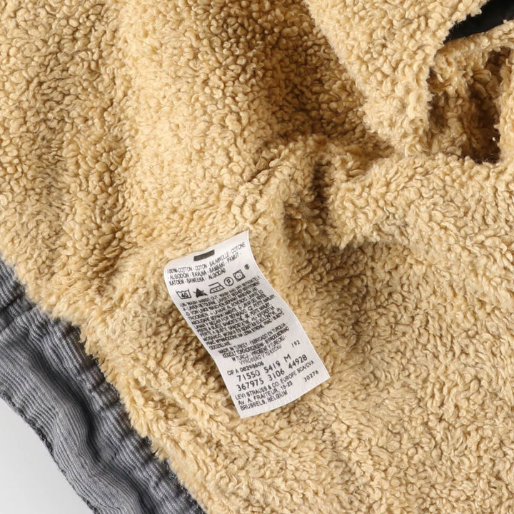 Levi's 71550-5419 Euro Model Trucker Jacket, Padded Corduroy Boa Jacket, Men's Size Medium cotton gray type Vintage Second Hand