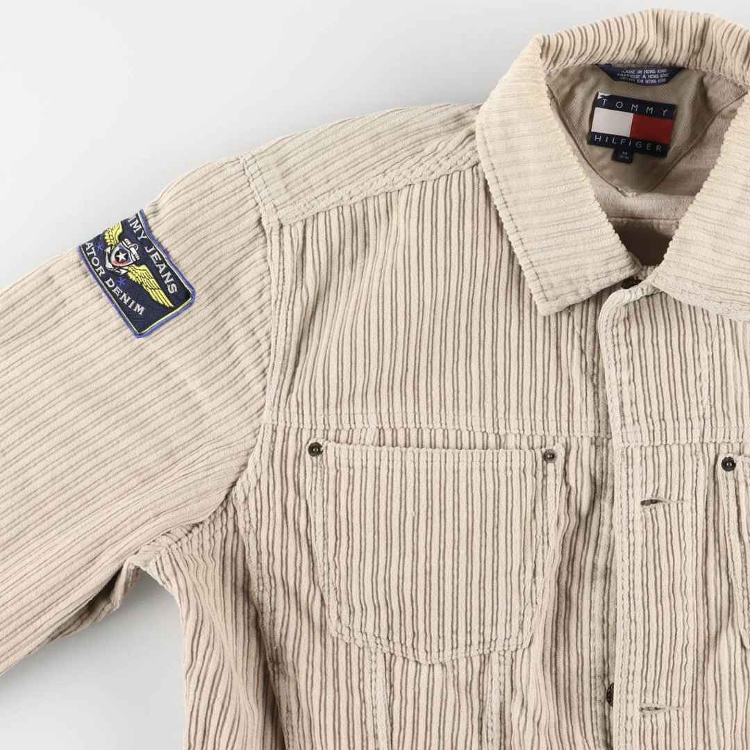 Tommy Hilfiger corduroy jacket, men's size M cotton pale white type Vintage Second Hand