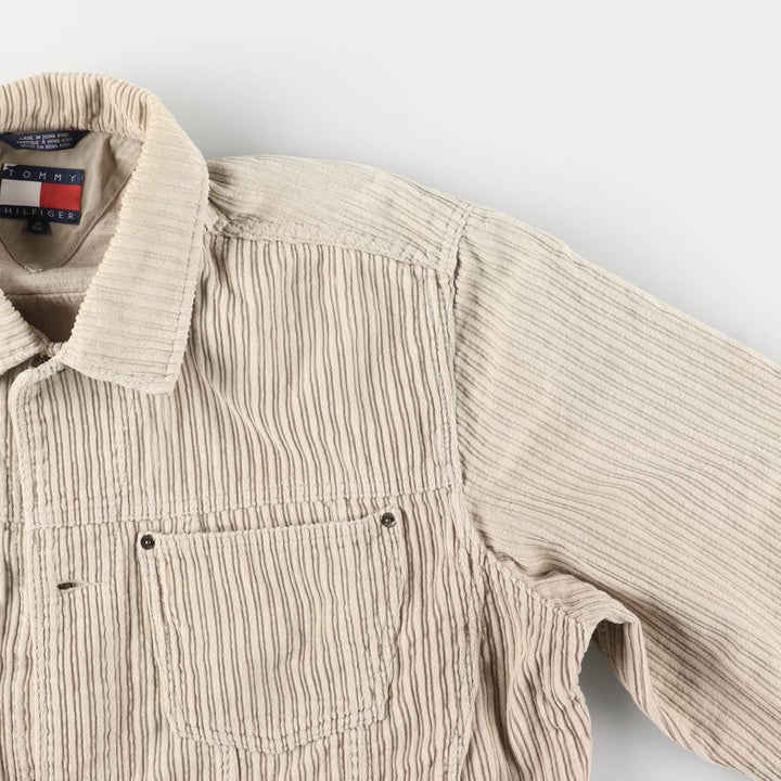 Tommy Hilfiger corduroy jacket, men's size M cotton pale white type Vintage Second Hand