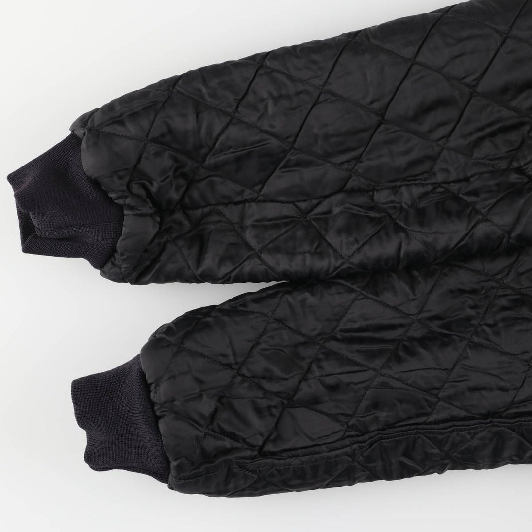 90s-00'S Holloway Varsity Jacket with Padded Leather Sleeves and Wool Buttons, Made in USA, Men's XL unclear black type Vintage Second Hand