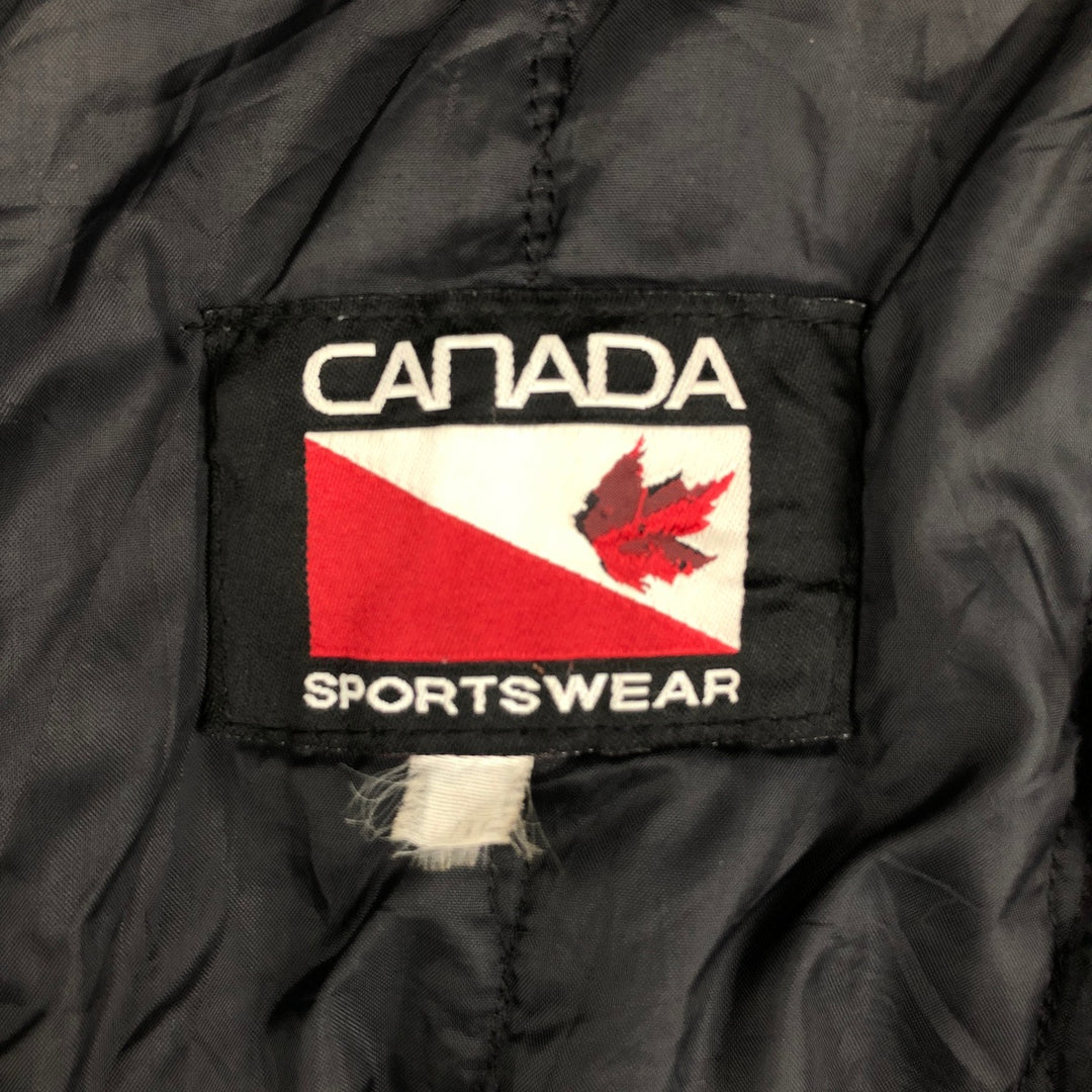 90'S Canada Sportswear Padded Collared Leather Sleeve Wool Varsity Jacket, Men's Size L wool black type Vintage Second Hand