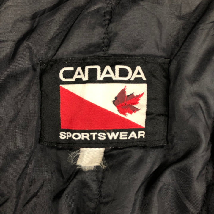 90'S Canada Sportswear Padded Collared Leather Sleeve Wool Varsity Jacket, Men's Size L wool black type Vintage Second Hand