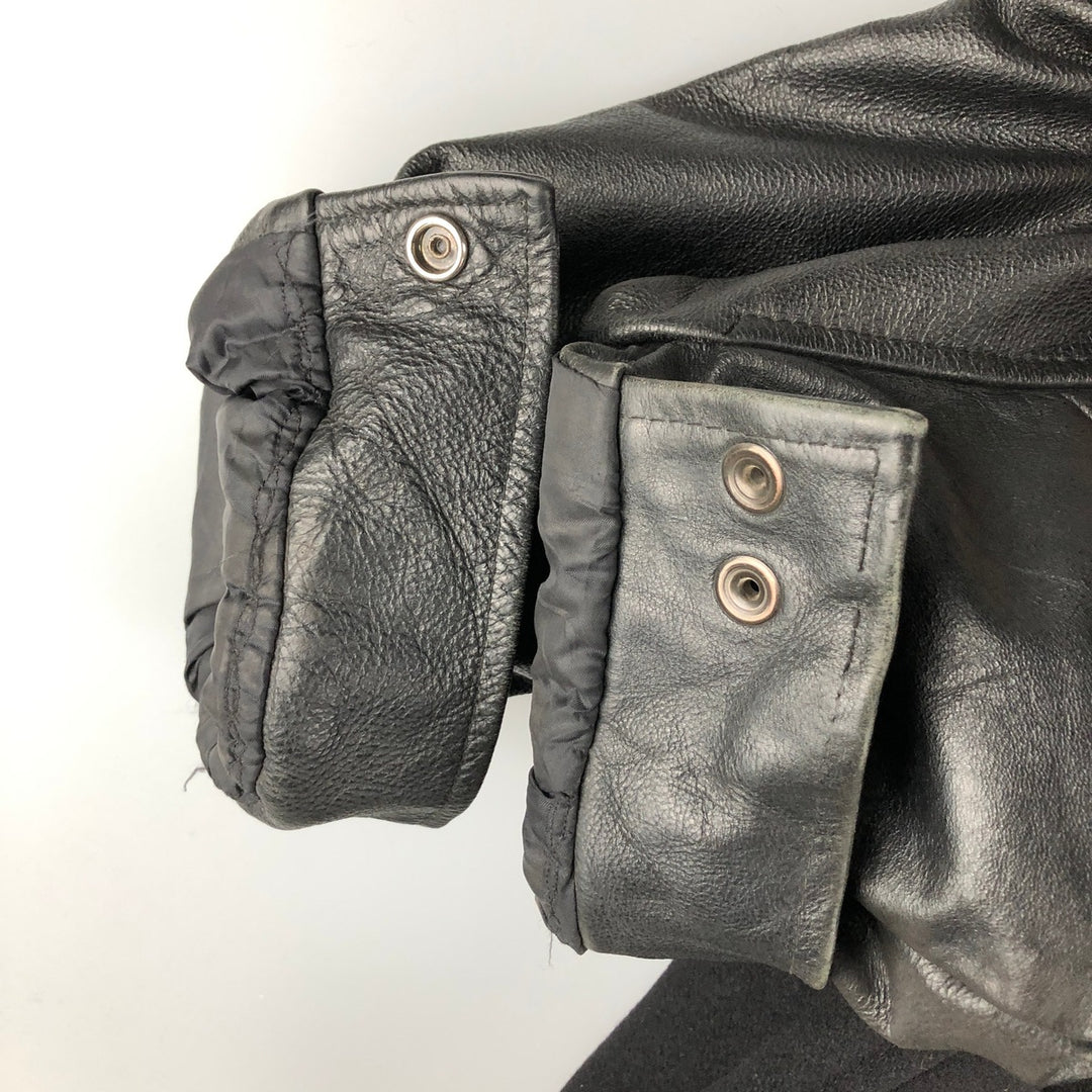 90'S Canada Sportswear Padded Collared Leather Sleeve Wool Varsity Jacket, Men's Size L wool black type Vintage Second Hand