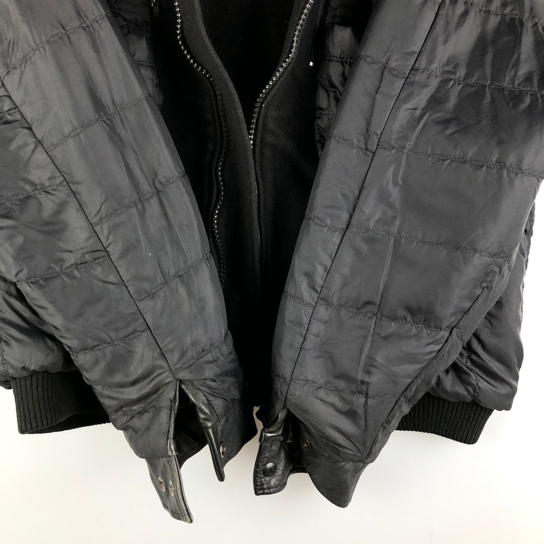 90'S Canada Sportswear Padded Collared Leather Sleeve Wool Varsity Jacket, Men's Size L wool black type Vintage Second Hand