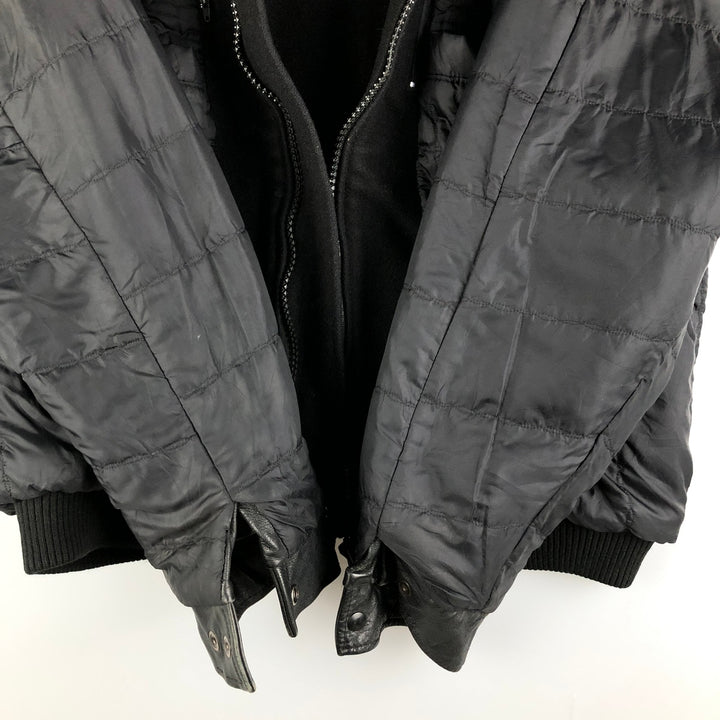 90'S Canada Sportswear Padded Collared Leather Sleeve Wool Varsity Jacket, Men's Size L wool black type Vintage Second Hand