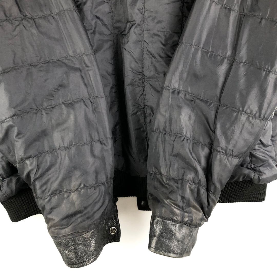 90'S Canada Sportswear Padded Collared Leather Sleeve Wool Varsity Jacket, Men's Size L wool black type Vintage Second Hand