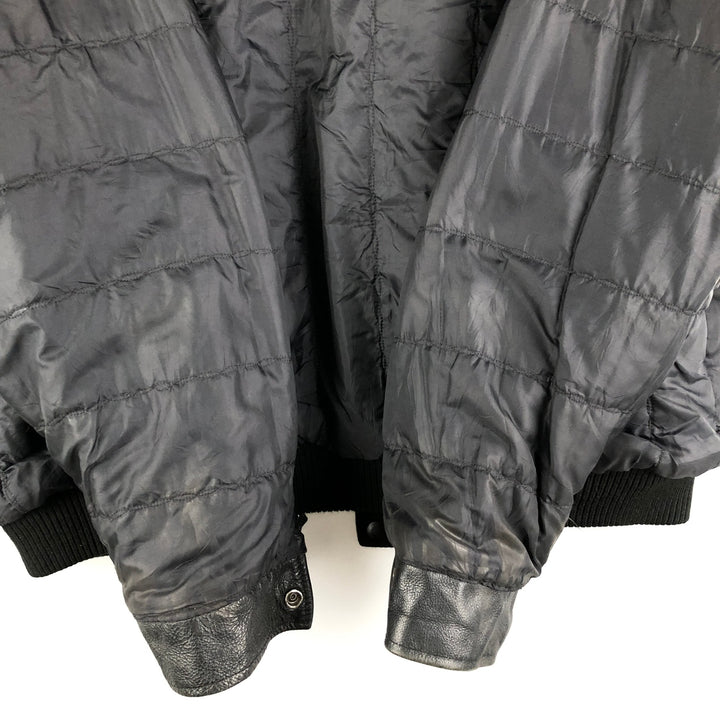 90'S Canada Sportswear Padded Collared Leather Sleeve Wool Varsity Jacket, Men's Size L wool black type Vintage Second Hand