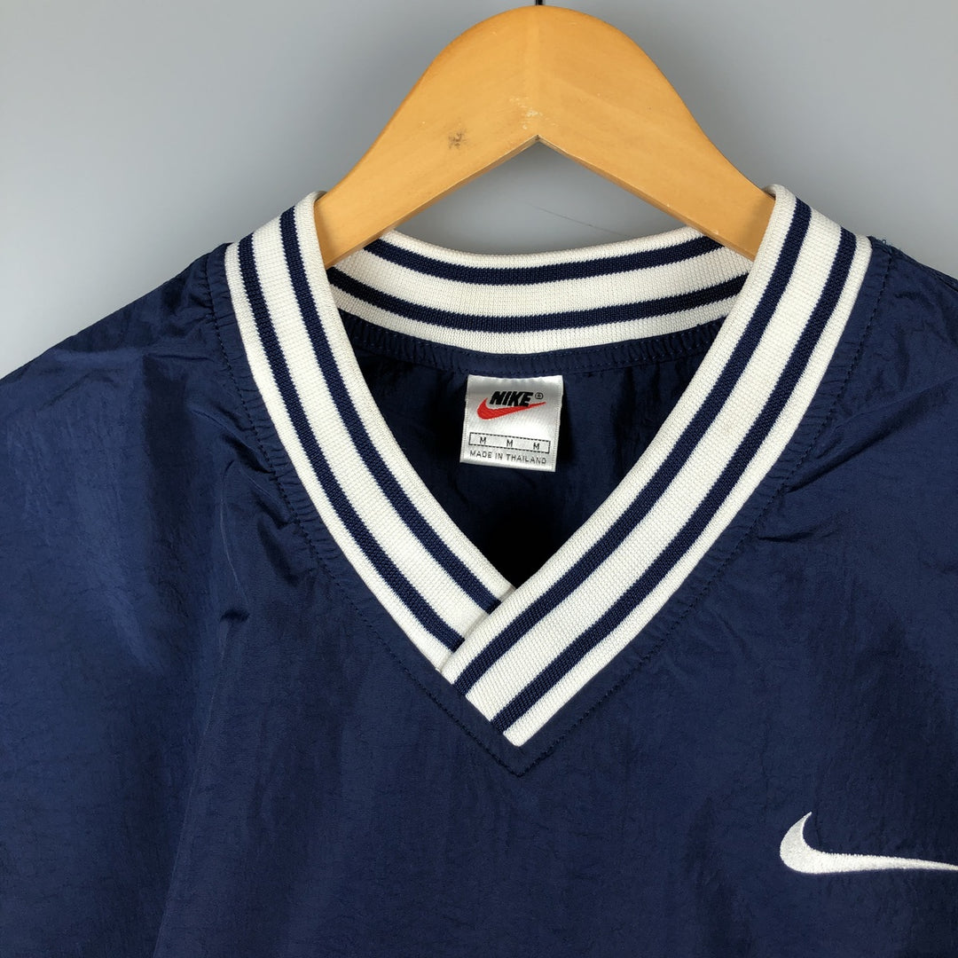 90'S Nike V-neck nylon pullover, men's size M, vintage Nylon navy blue type Vintage Second Hand
