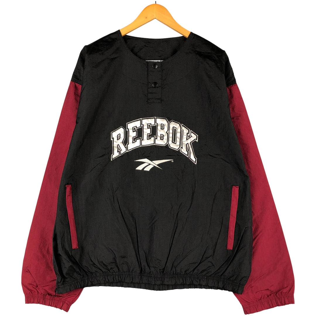 90'S Reebok Ripstop Half-Button Nylon Pullover, Men's Size L, Vintage Nylon black type Vintage Second Hand