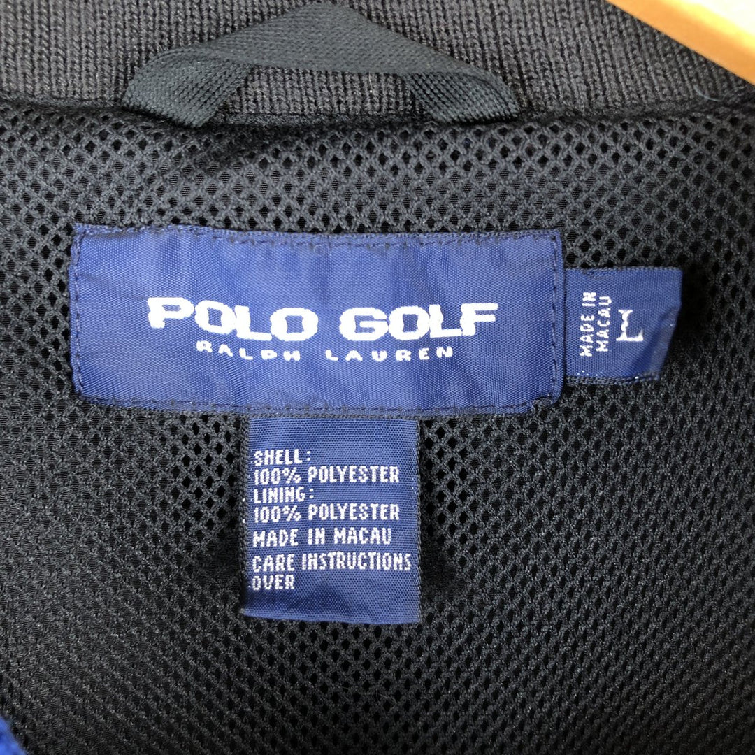 Ralph Lauren POLO GOLF warm-up pullover, men's size L polyester black type Vintage Second Hand