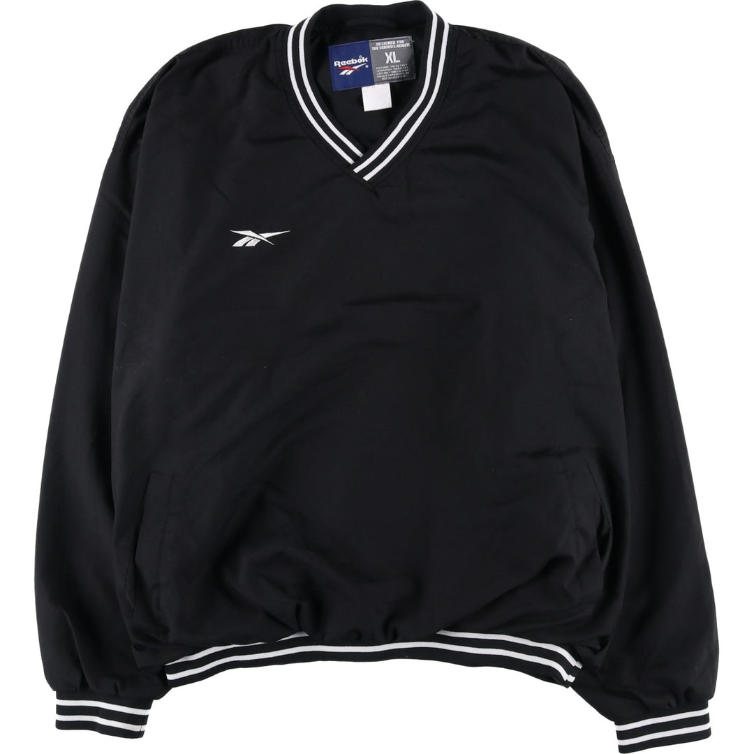 2000s~ Reebok V-neck nylon pullover, men's XL polyester black type Vintage Second Hand