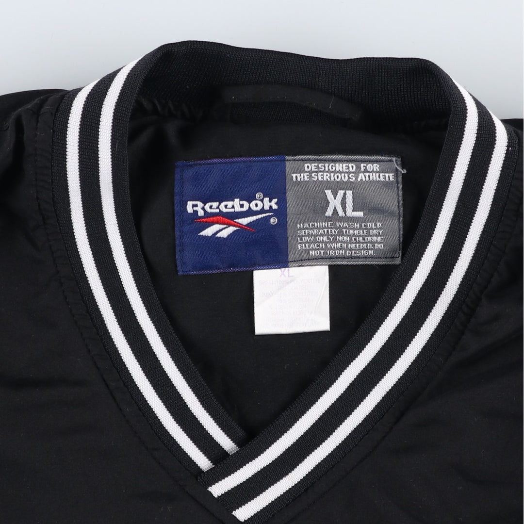 2000s~ Reebok V-neck nylon pullover, men's XL polyester black type Vintage Second Hand