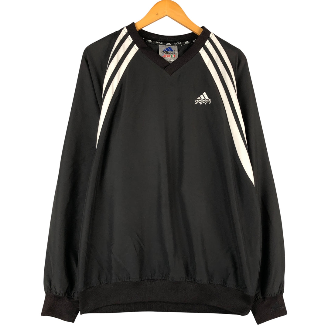 Vintage 90'S adidas Golf V-neck warm-up pullover, size M, men's polyester black type Vintage Second Hand