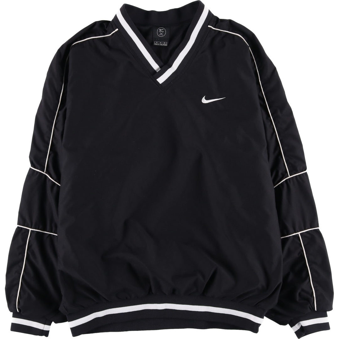 90'S Nike Golf V-neck warm-up pullover, men's size M polyester black type Vintage Second Hand