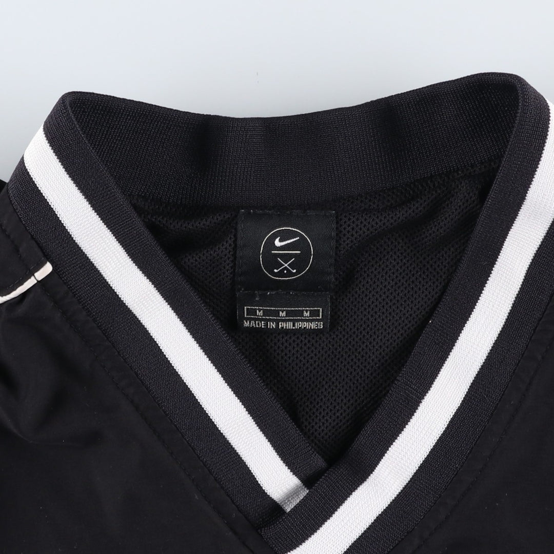90'S Nike Golf V-neck warm-up pullover, men's size M polyester black type Vintage Second Hand