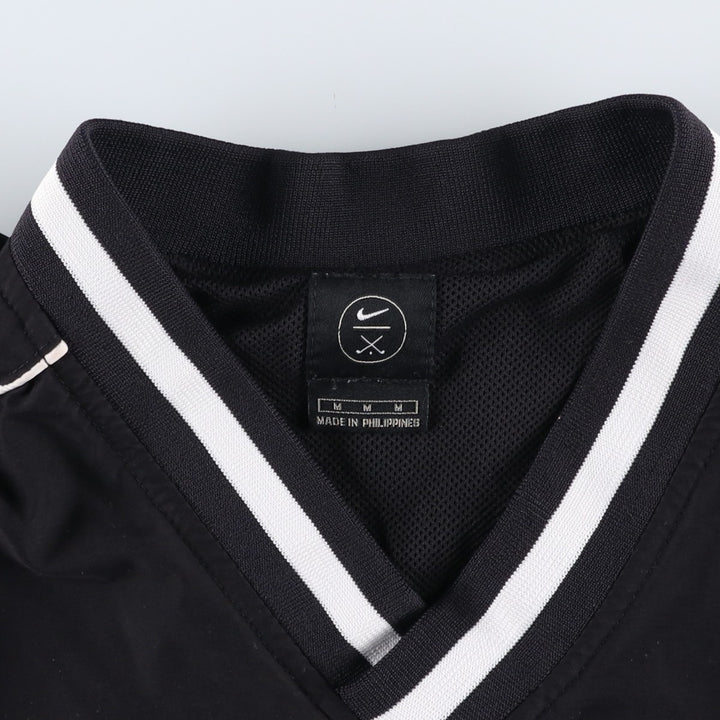 90'S Nike Golf V-neck warm-up pullover, men's size M polyester black type Vintage Second Hand